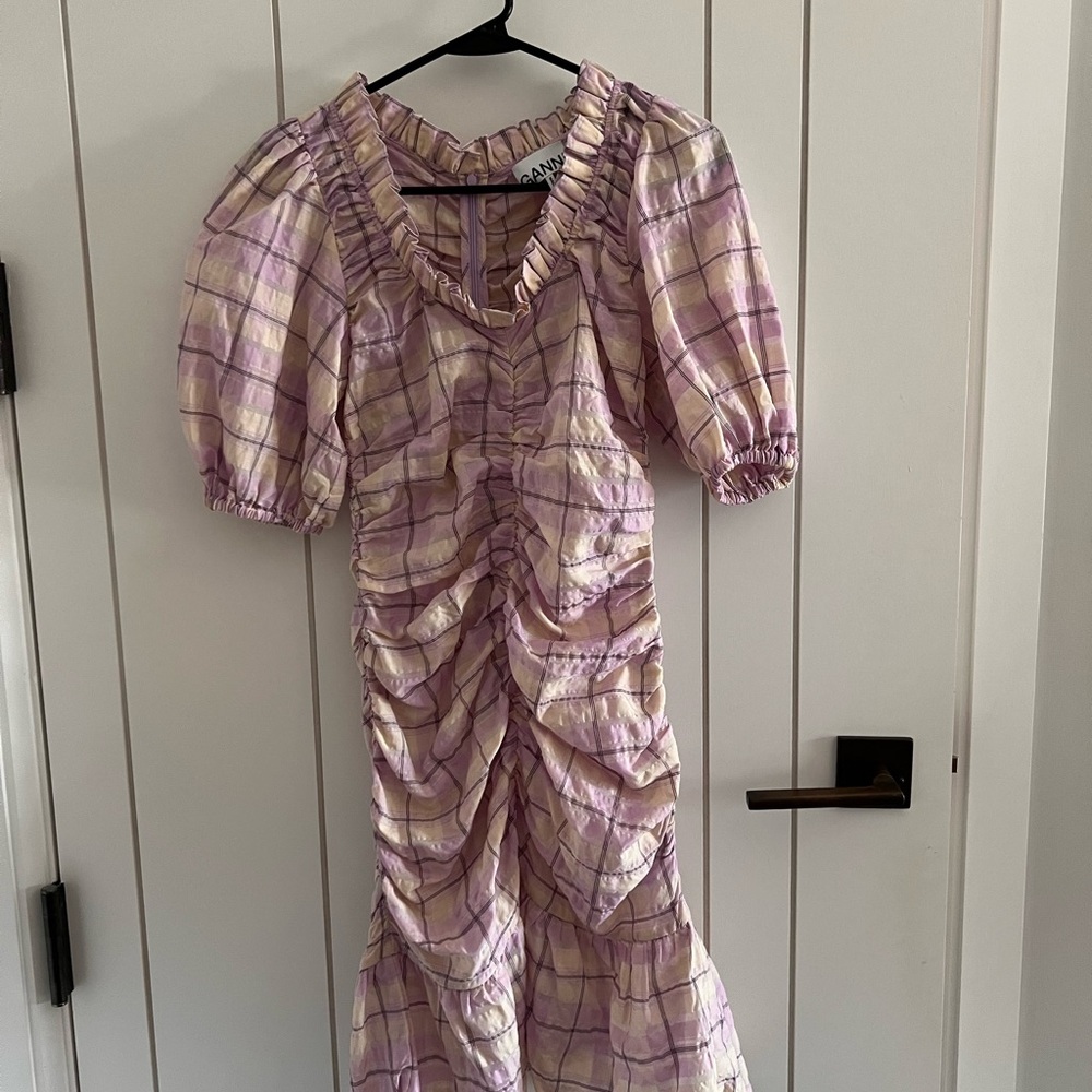 NWOT Ganni Ruched Mini Dress